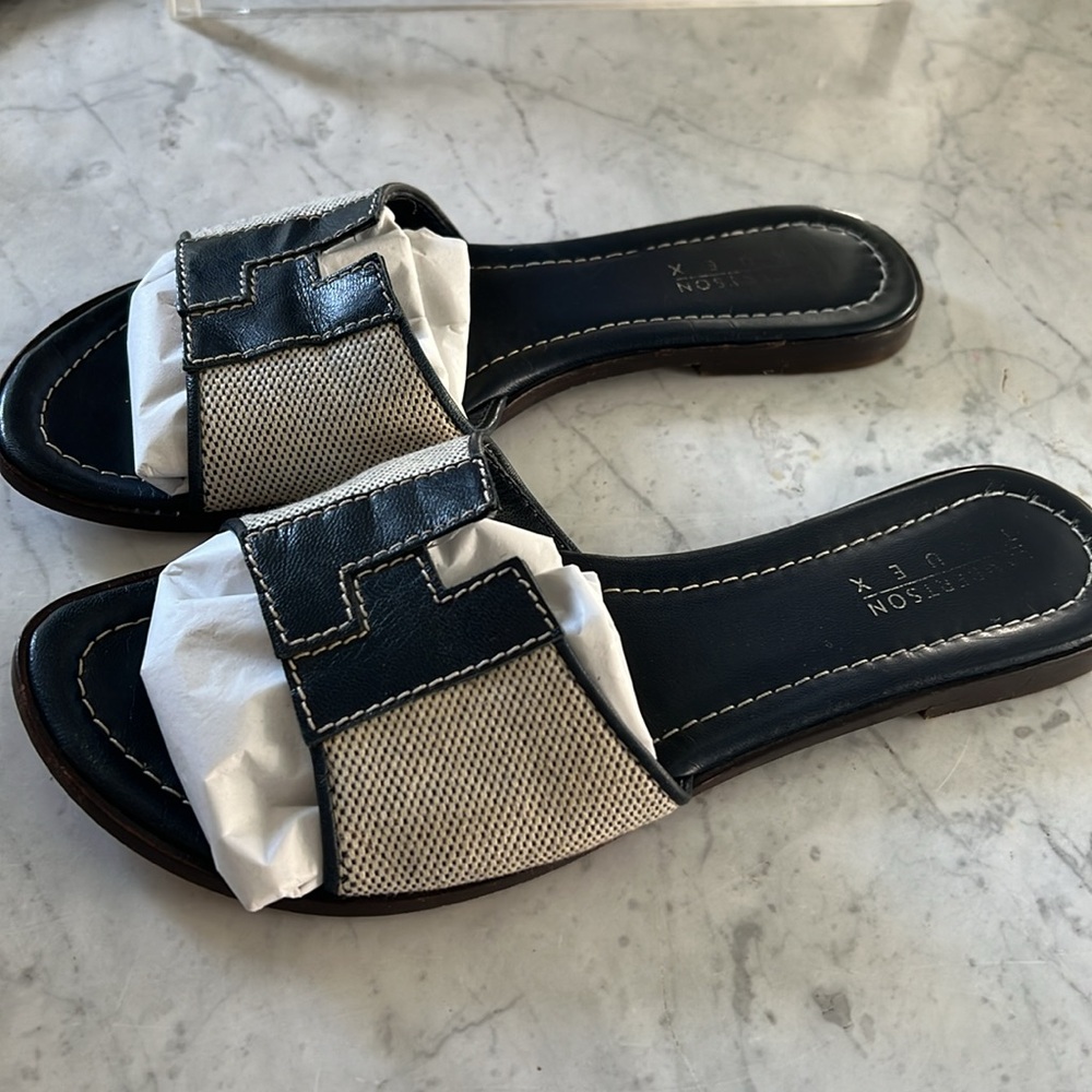 Lambertson Truex Leather And Canvas Slides 36.5 - image 2